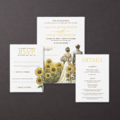 Zonnebloem Paar Bruiloft Uitnodiging met QR Code (Personaliseer de collectie van deze zelfstandige maker.)