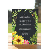 Zonnebloem trouwkaart met donkere achtergrond kaart
