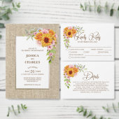 Zonnebloem Bloemen Burlap Verlovingsfeest Kaart (Personaliseer de collectie van deze zelfstandige maker.)