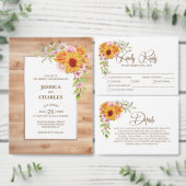 Zonnebloem Roos Bloemen Bruiloft Behuizing Kaart (Personaliseer de collectie van deze zelfstandige maker.)