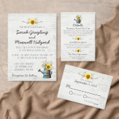 Zonnebloem & Rustiek Hout Boerderij Trouwtafel Num Kaart (Personaliseer de collectie van deze zelfstandige maker.)