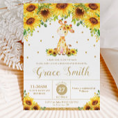 Zonnebloem Giraffe Dank u gouden glitter Ronde Sticker