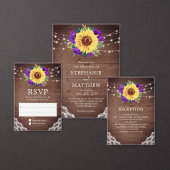 Rustige Zonnebloem Paars Roos Vall Weddenschap Programmakaart (Personaliseer de collectie van deze zelfstandige maker.)