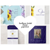 Zonnebloem paarse bloemen Alles in een bruiloft Ui All In One Uitnodiging