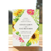 Zonnebloembruidingsuitnodiging met roze bloemen kaart