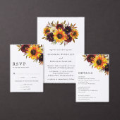 Rode Paarse Herfst Rozen Zonnebloem Rustige bruilo Menu (Personaliseer de collectie van deze zelfstandige maker.)
