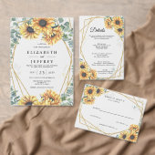 Sunflower Rustic Elegant Geometric Gold Wedding Servet (Personaliseer de collectie van deze zelfstandige maker.)