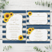 Zonnebloemstrepen die goed wensen, rustiek marineb informatiekaartje (Personaliseer de collectie van deze zelfstandige maker.)