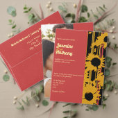Sunflower Summer Gold Red Wedding Menu (Personaliseer deze collectie van deze onafhankelijke maker. Test)