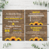 Zonnebloemen & Rustiek Hout Trouwprogramma Hand Fa Handwaaier (Personaliseer de collectie van deze zelfstandige maker.)