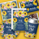 roze rozen zonnebloemen Navy Blue 16th Kaart