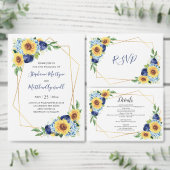 Zonnebloem Dusty Blue Geometrische bruiloft Detail Informatiekaartje (Personaliseer de collectie van deze zelfstandige maker.)