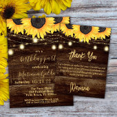 Zonnebloemen String Lights Birthday Party Invitati Kaart