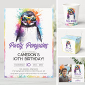 Party Penguin zonnebril, kind jarig Kartonnen Onderzetters