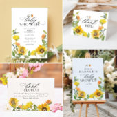 Elegant Yellow Sunflower Sunny Bee Dank u Bedankkaart