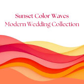 Sunset Color Waves Modern Wedding Papieren Bordje
