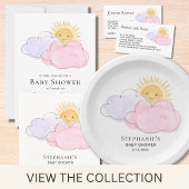 Sun and Clouds Girl's Baby shower Return Address Etiket