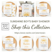 Hier komt de Son Sun Baby shower Dank u Bedankkaart