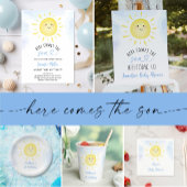 Sunshine Clouds Boy Blue First Birthday Kaart