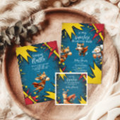 Superhero Animals Boy Baby shower Diapper Raffle Informatiekaartje