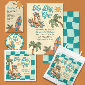 Surf Board Beach 1e Verjaardagsfeest Bedankt Cadeaulabel