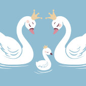 Swan Baby shower Bird with Crown Co-Ed Blue Bedankdoosjes