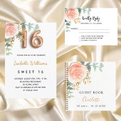 Sweet 16 roos gouden eucalyptusmonogram papieren bordje