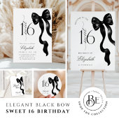 Black Bow Sweet Sixteen Birthday Kaart