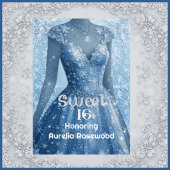 Ice Blue Frost Fairytale Winter Snow Sweet 16 Chic Ronde Sticker
