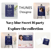Sweet 16 navy blauw zilver sterren rsvp all in one uitnodiging
