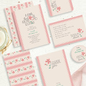 Kleine Bud Bloemen Hand Lettering Display Douche Informatiekaartje