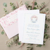 Sweet Cherry Blossom Crest | Monogram bruiloft Kaart (Personaliseer deze collectie van deze onafhankelijke maker. Test)