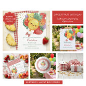 Rode Gingham Zoete Fruit Kinderfeestje Satijnen Lint