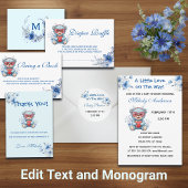 Sweet Heart Teddy Bear Blue Baby Shower  Uitnodigingen Wikkel