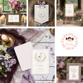 Lavender Gingham Goose Envelope Seal LPM26 Vierkante Sticker