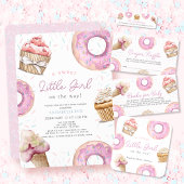 Roze Cupcake & Donut Baby Luier Raffle Ticket Informatiekaartje