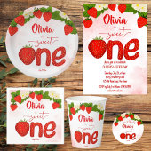 Sweet een aardbei verjaardagsfeestje sjabloon spandoek