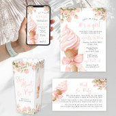 Roze Ice Cream Bow Floral Baby Luier Raffle Sign Reclamebord Met Voetstuk