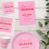 Sweet Sixteen Modern Roze Rood 16e Verjaardag Kartonnen Onderzetters