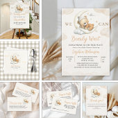 We Can Bearly Wait Boho Teddy Bear Baby Shower  Kaart