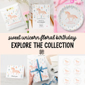 Sweet Unicorn Floral Birthday Kaart