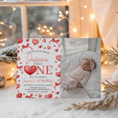 Sweetheart First Birthday Photo Invite Kaart