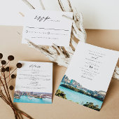 SYDNEY AUSTRALIË Waterverf Strand Skyline Bruiloft Servet