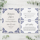 Talavera Black Floral Minimalist Spanish Wedding Kaart (Personaliseer de collectie van deze zelfstandige maker.)