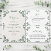 Mexican Talavera Green Floral Minimalist Wedding Save The Date (Personaliseer de collectie van deze zelfstandige maker.)