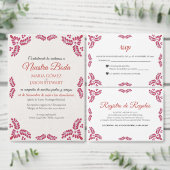 Mexican Talavera Red Floral Minimalist Wedding Save The Date (Personaliseer de collectie van deze zelfstandige maker.)