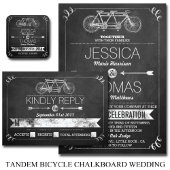 Tandem Bicycle Chalkboard Typography Wedding Aankondigingskaart