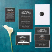 Tandem-fiets op het bord van het bruiloft menu (Personaliseer de collectie van deze zelfstandige maker.)