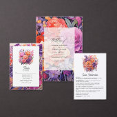 Tangerine, Hot-Pink & Royal Paarse bloemenbruiloft Bedankkaart (Personaliseer de collectie van deze zelfstandige maker.)