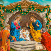 De Sint-bernard van Kerstmis drie bij de bar Feestdagen Kaart